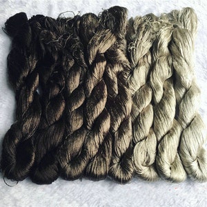 8 écheveins teints à la main 100% naturels broderie de soie de mûrier fils de soie pour broder à la main pure soie véritable broderie à la main soie #78