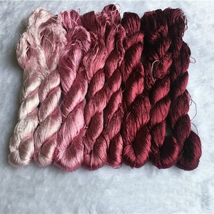 8 skeins hand-dyed 100% natural mulberry silk embroidery floss threads for hand embroidery pure genuine silk hand embroidery silk #80