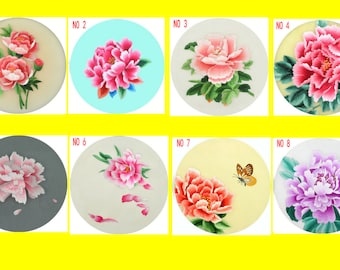Suzhou hand embroidery DIY kit unfinished mulberry silk embroidery peony Flower Pattern Full Kit Hoop Needle preprint fabric silk yarn