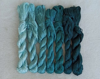 Silk thread sets 7 skeins | silk thread floss |hand-dyed silk | 100% fine natural mulberry silk | For hand embroidery cross stitch #50