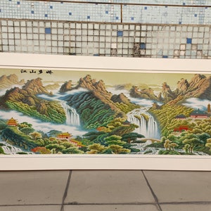 Wandbild Berglandschaft ungerahmt Gemälde Wohnkultur Exquisite chinesische Seide Suxi Stickerei 60X 160 cm