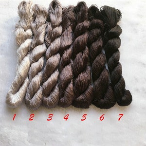 Pack of 7 skeins hand-dyed 100% natural mulberry silk embroidery silk floss silk threads for hand embroidery needlepoint chan-hua 14#