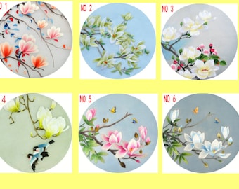 Embroidery designs Suzhou embroidery DIY kit unfinished silk embroidery floral  Pattern Full Kit Hoop Needle preprint fabric silk yarn