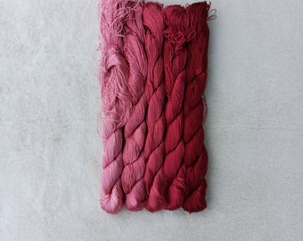 Pack of 5 skeins hand-dyed 100% natural mulberry cocoon silk embroidery floss rose red shades threads for hand embroidery cross stitch #35-2