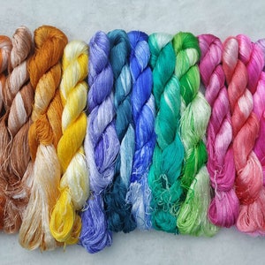 Variegated Embroidery Silk thread | 13 skeins natural mulberry silk | embroidery silk floss | fine silk thread for hand embroidery  #V01