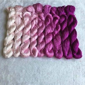 Embroidery silk Floss | 9 skeins hand-dyed natural Suzhou mulberry silk embroidery floss threads for hand embroidery ,for cgan-hua#65