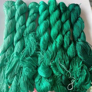 7 skeins hand-dyed 100% natural mulberry silk embroidery floss threads for hand embroidery pure genuine silk hand Green embroidery silk #89