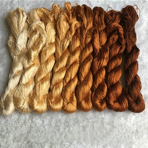 9 écheveaus teints à la main 100% naturels broderie de soie de mûrier fils de soie pour broder à la main pure soie véritable broderie à la main soie #58