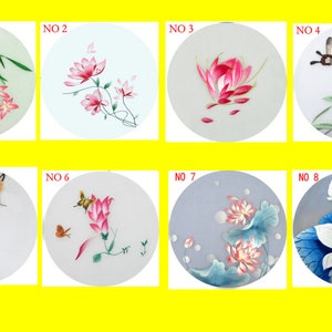 Suzhou hand embroidery DIY kit unfinished mulberry silk embroidery Flower Pattern Full Kit Hoop Needle preprint fabric silk yarn