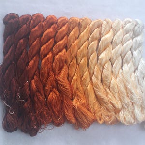 12 skeins hand-dyed 100% natural mulberry silk embroidery floss threads for hand embroidery for making silk wrapped flowers #76