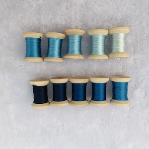 Silk thread blue 10 spools natural mulberry silk embroidery threads for hand embroidery cross stitch needlepoint reeled silk #S56T