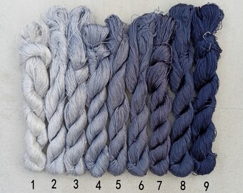 9 skeins hand-dyed 100% natural mulberry silk embroidery floss threads for hand embroidery pure silk greyish-purple color shades #22