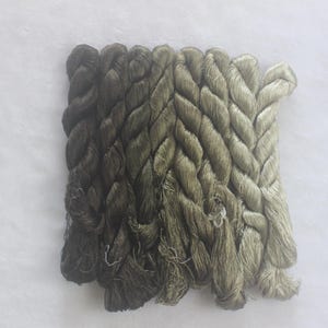 Silk pack 8 skeins hand-dyed 100% gray natural mulberry silk embroidery floss threads for hand embroidery #67