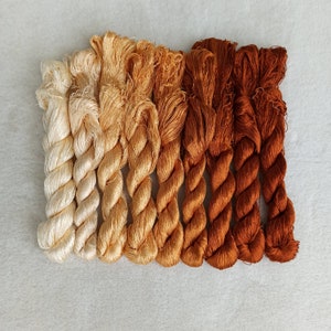 Silk thread sets 9 skeins | silk thread floss |hand-dyed silk | 100% fine natural mulberry silk | For hand embroidery cross stitch #46