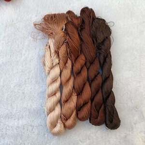 Silk thread brown 5 skeins natural mulberry silk embroidery threads silk embroidery floss hand embroidery chan-hua#0065