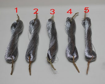 5 écheveaux de fil métallique nuances de couleur argent pour la broderie à la main