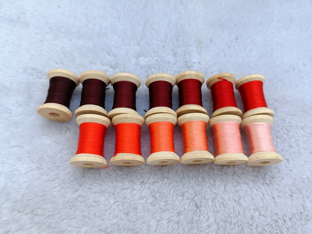 Silk Thread Red 13 Spools Natural Mulberry Silk Embroidery Threads for