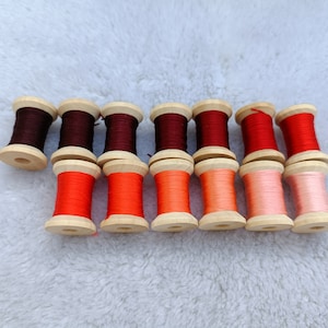 Silk thread red 13 spools natural mulberry silk embroidery threads for hand embroidery cross stitch needlepoint reeled silk #S03T