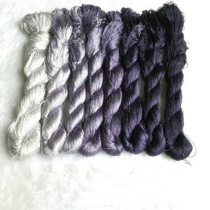8 skeins hand-dyed 100% natural mulberry silk embroidery floss threads for hand embroidery pure genuine silk hand embroidery silk #87