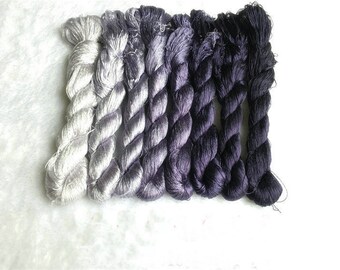 8 skeins hand-dyed 100% natural mulberry silk embroidery floss threads for hand embroidery pure genuine silk hand embroidery silk #87