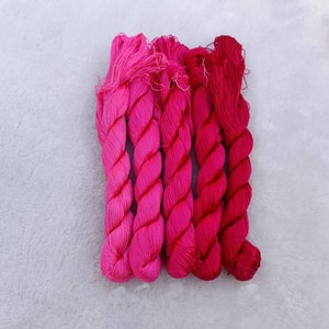 5 skeins fuchsia red color mulberry silk threads for hand embroidery Suxiu cross stitch silk yarn #106B