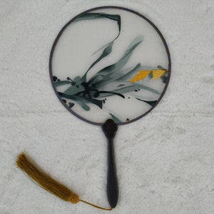 Corn  Oriental Chinese Double-sided Hand Embroidery Art Round Fan Finished Framed