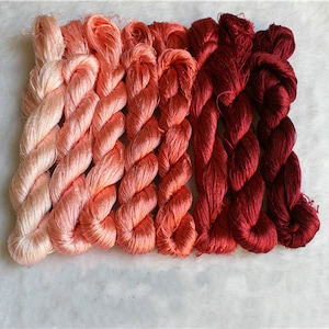 8 skeins hand-dyed 100% natural mulberry silk embroidery floss threads for hand embroidery pure genuine silk for making chan-hua#48