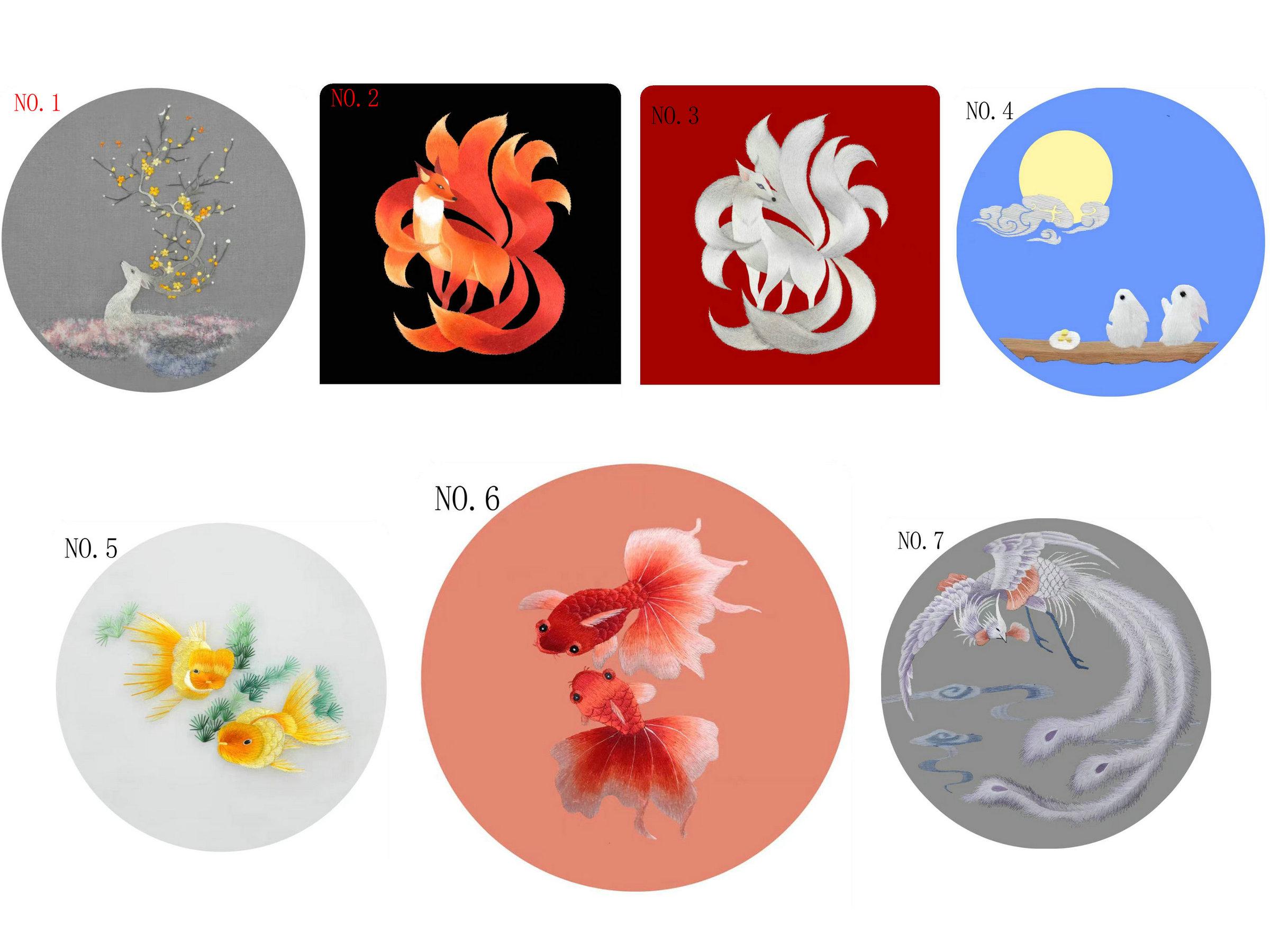 Embroidery designs Nine TAIL FOX, gold fish Suzhou embroidery DIY kit unfinished silk Full Kit Hoop Needle preprint fabric silk yarn