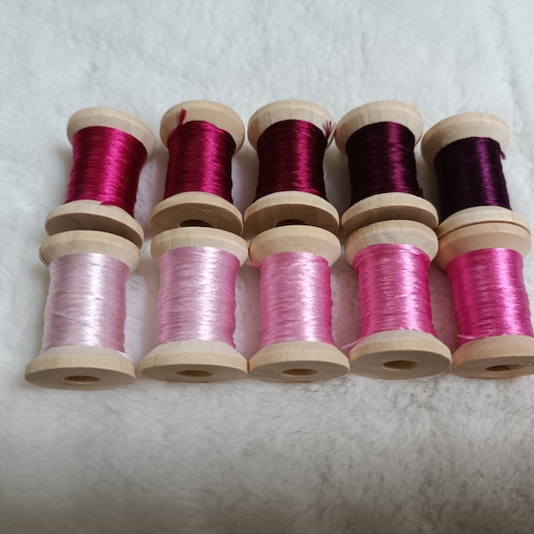 10 spools hand-dyed 100% natural mulberry silk embroidery threads for hand embroidery cross stitch needlepoint colors shades #S25T