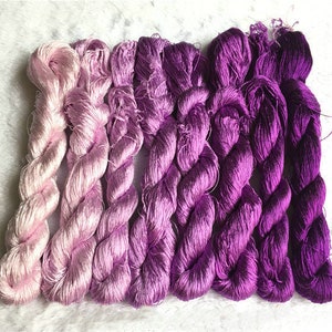 8 skeins hand-dyed 100% natural mulberry silk embroidery floss threads for hand embroidery pure genuine silk hand embroidery silk #95