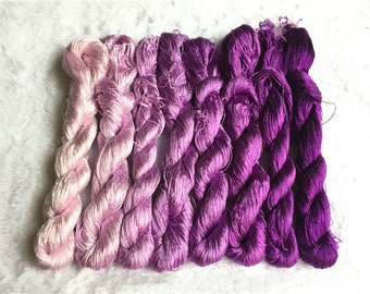 8 skeins hand-dyed 100% natural mulberry silk embroidery floss threads for hand embroidery pure genuine silk hand embroidery silk #95