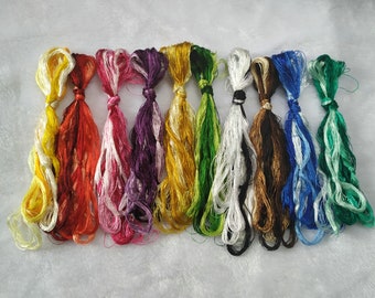Silk thread packs | silk thread sets | 50 colors hand-dyed 100% natural mulberry silk thread | silk embroidery thread | fine silk thread