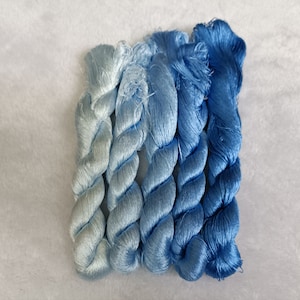 100% natural embroidery silk floss 5 skeins silk thread light blue for hand embroidery needlepoont cross stitch #104A