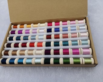 Embroidery silk spools | Pack of 60 spools hand-dyed 100% natural mulberry silk embroidery threads hand embroidery assorted colors shades