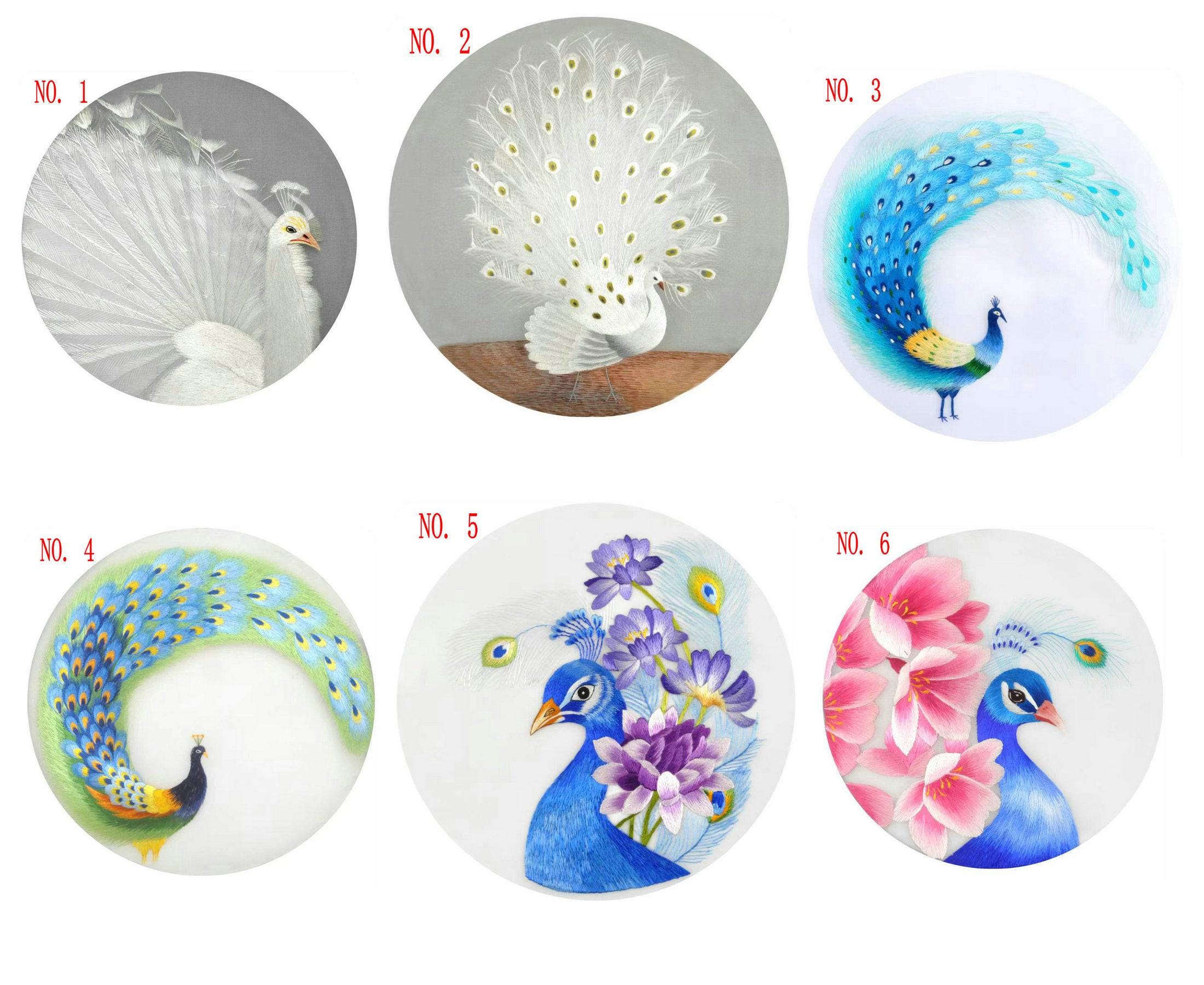 Embroidery designs patterns Suzhou embroidery DIY kit unfinished silk embroidery peacock Full Kit Hoop Needle preprint fabric silk yarn