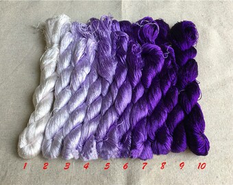 10 nystan handfärgade broderigarn av 100 % naturlig mullbärssilke för handbroderi #83