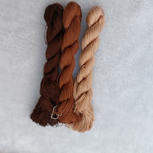 Silk thread brown 3 skeins natural mulberry silk embroidery threads silk embroidery floss hand embroidery chan-hua#063