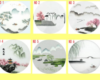 China Suzhou hand embroidery DIY kit unfinished mulberry silk embroidery landscape  Pattern Full Kit Hoop Needle preprint fabric silk yarn