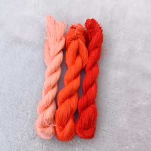Silk thread red 3 skeins natural mulberry silk embroidery threads silk embroidery floss hand embroidery chan-hua#42P3