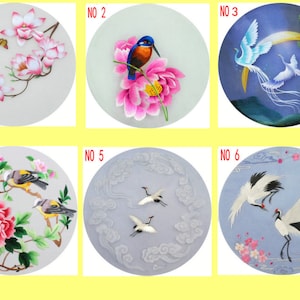 Embroidery pattern| Suzhou embroidery DIY kit unfinished silk embroidery floral bird  Pattern Full Kit Hoop Needle preprint fabric silk yarn
