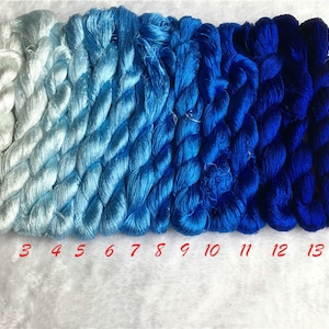 Filo di seta blu royal filo interdentale14 matassine tinti a mano fili di filo da ricamo in seta di gelso naturale al 100% per ricamo a mano, per chan-hua #70