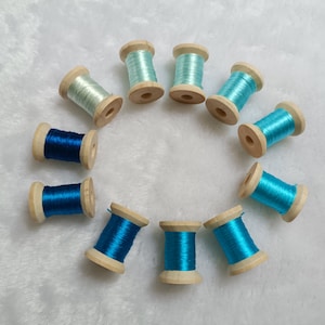 Blue color shades silk thread 11 spools hand-dyed mulberry silk embroidery threads for hand embroidery cross stitch needlepoint #S29T