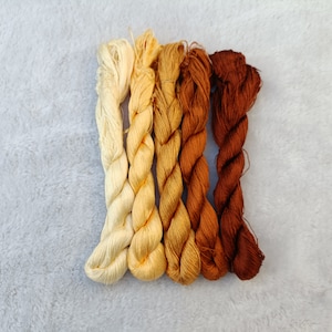 Silk thread 5 skeins natural mulberry silk embroidery threads silk embroidery floss hand embroidery chan-hua#0275