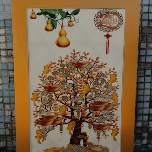 Wandbild Ungerahmt Stickerei Wandbild Wohnkultur Exquisite Chinesische Handgemachte Seidenmalerei Geldbaum Suxi Stickerei GRÖSSE 50X 80 CM