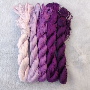 Silk thread purple 5 skeins natural mulberry silk embroidery threads silk embroidery floss hand embroidery chan-hua#0955