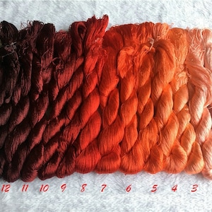 13 skeins hand-dyed 100% natural mulberry silk embroidery floss threads for hand embroidery #03