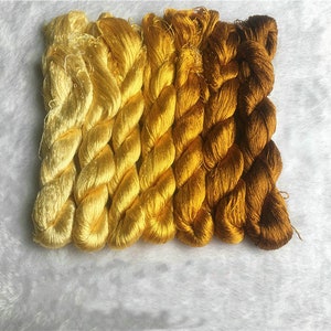 7 skeins hand-dyed 100% natural mulberry silk embroidery floss threads for hand embroidery pure genuine silk hand embroidery silk #51