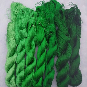 Silk thread green color shades silk skeins silk floss pure mulberry silk  for hand embroidery 92#