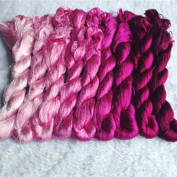 Natural embroidery silk floss ,9 skeins hand-dyed 100% pure silk thread for hand embroidery needlepoint cross stitch, chan-hua#38