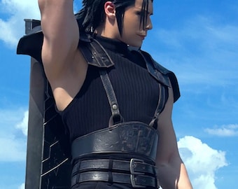 Zack Fair FF7-cosplay: aangepaste leren SOLDIERriem en harnas